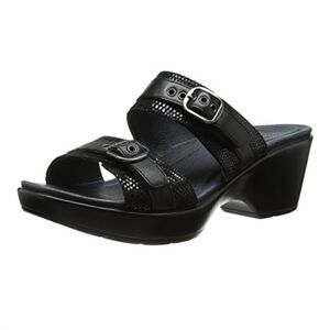 Dansko Jessie Black Lizard Leather Double Strap Sandal size 9.5 / 40